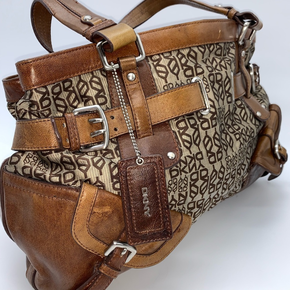 DKNY Large Brown Leather Vintage Satchel